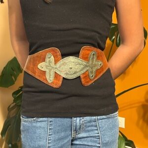 Brown and Silver Women's leather Belt